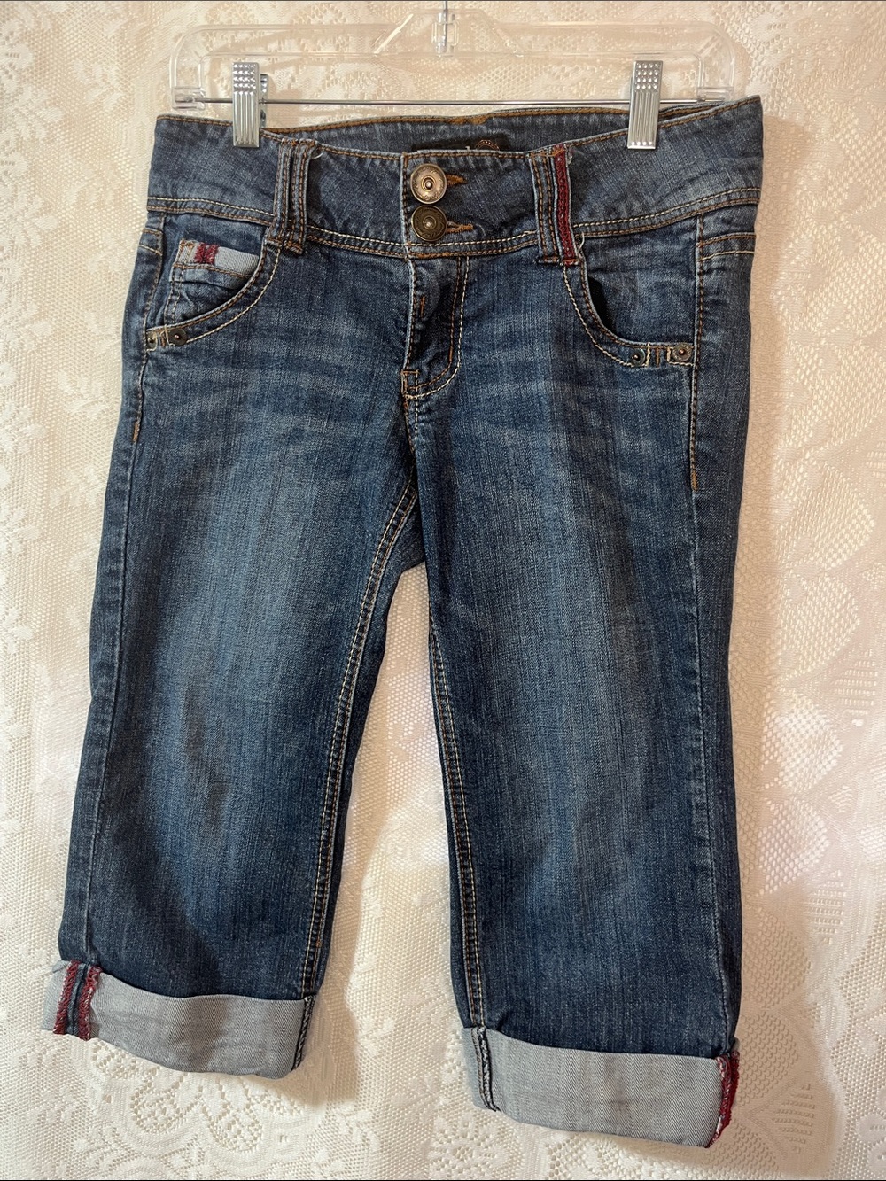 Rewind Low Rise Double Button Capri 7
